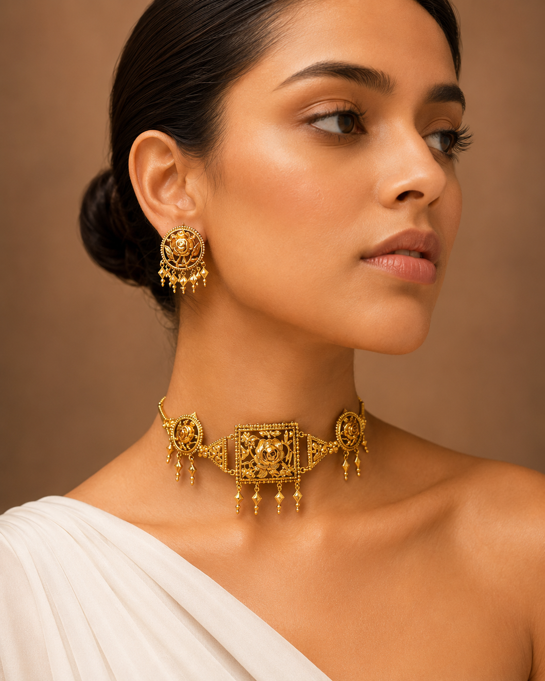 Golden Bloom Collar Necklace