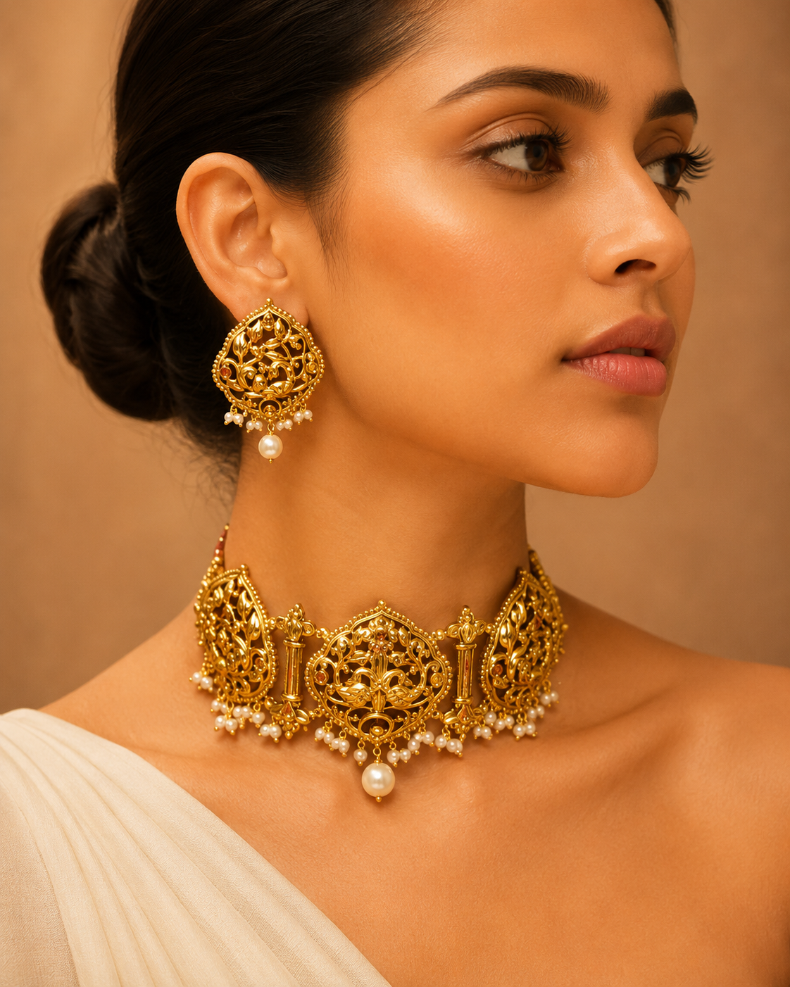 Royal Kundan & Pearl Choker Set